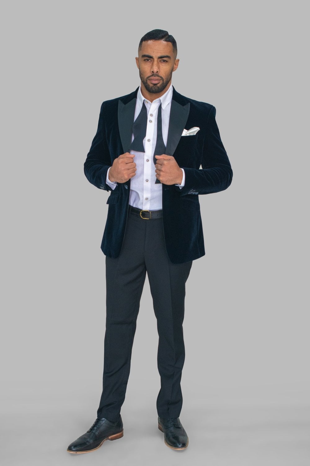 House of Cavani Rosa Mens Velvet Blazer fashion Statement Brand New in NAVY