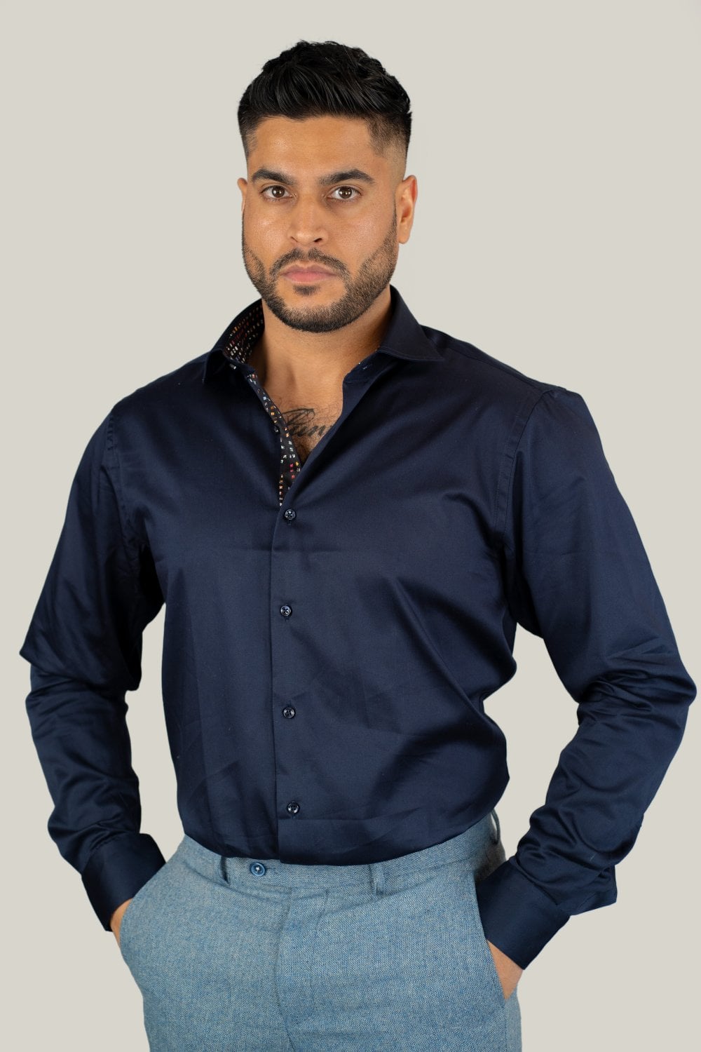 The House of Cavani Simson Long Sleeved shirt - Navy Blue