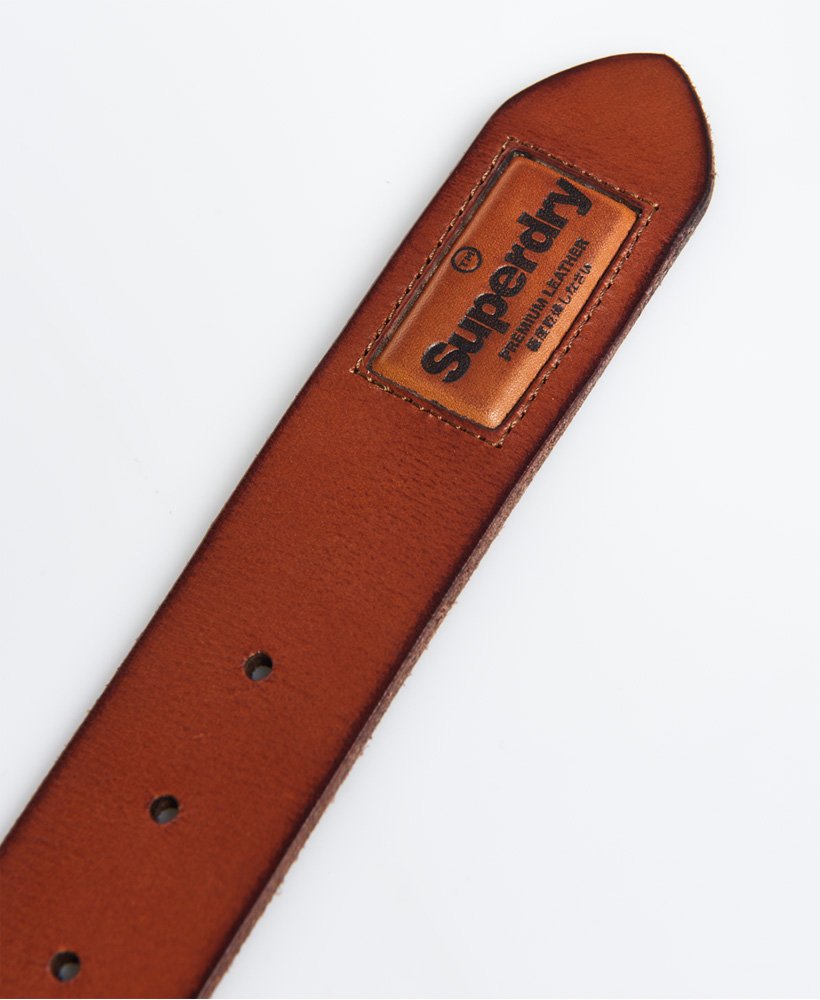 Superdry classic leather belt  roller metal buckle Badgeman Belt in Tan Brown