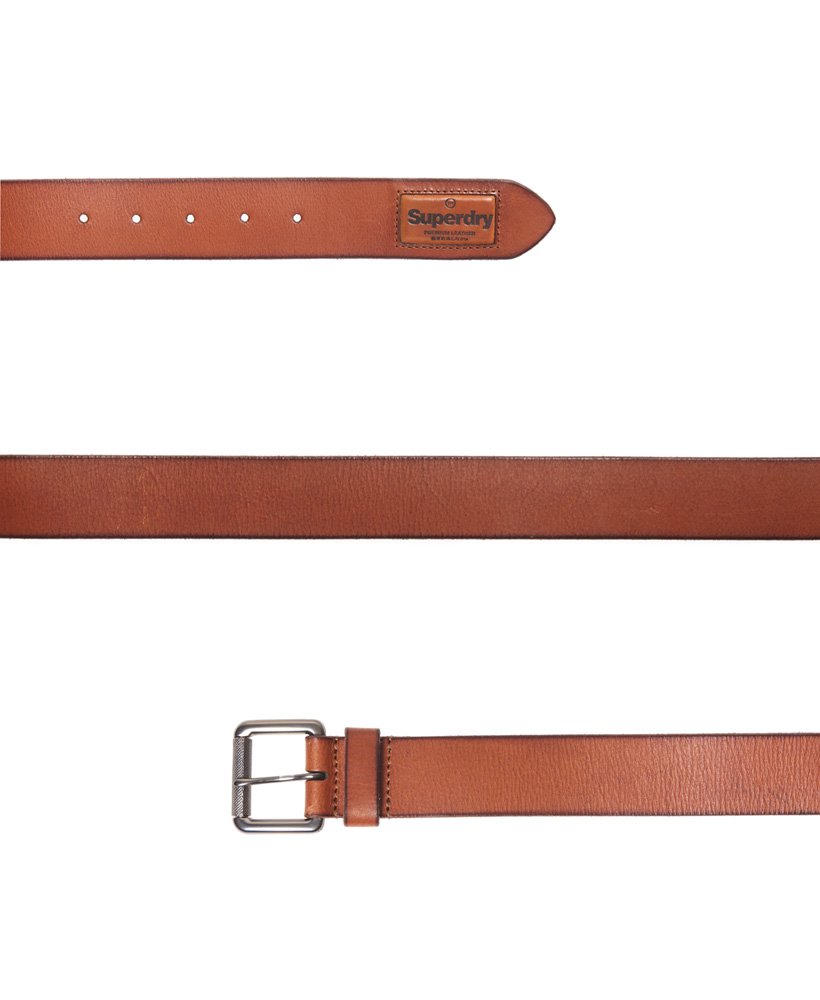 Superdry classic leather belt  roller metal buckle Badgeman Belt in Tan Brown